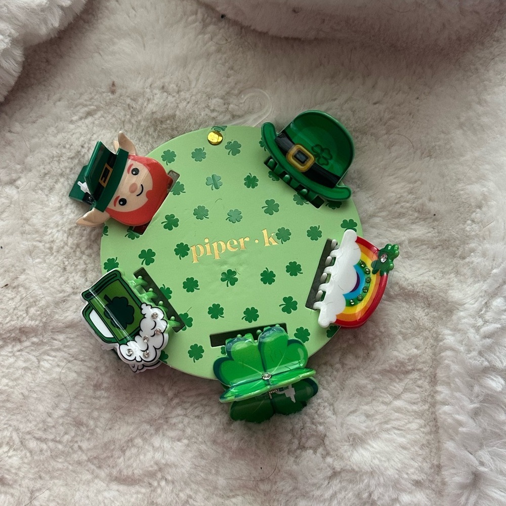 Piper K set of 5 mini St Patrick’s day mini hair claw clips